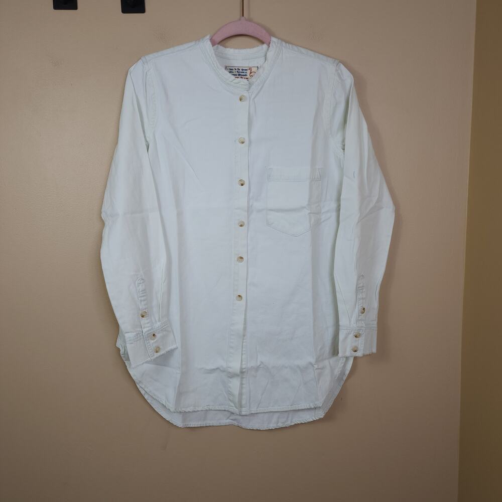 Sandrine Rose x Free People Mandarin Shirt in White Size XS